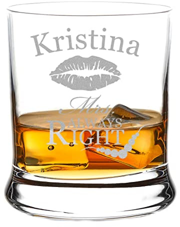 Leonardo Whisky Glas mit Gravur mit Name - Personalisiertes Whiskyglas als Geschenk für Frauen - Tumbler für Whiskey Frauengeschenke - ausgefallene Frauen Geschenke - Motiv Mrs. Always Right