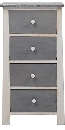 Rebecca Mobili Nachttisch im Shabby-Stil, Kommode mit 4 Schubladen, Paulownienholz, Weiß, als Wohneinrichtung für Schlafzimmer Bad Wohnzimmer – Maße: 73 x 37 x 27 cm (HxLxB) – Art. RE4328
