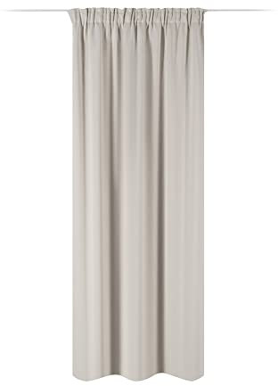 JEMIDI Vorhang blickdicht 140x245cm - Gardine mit Kräuselband Universalband - 100% Polyester Schal lang für Wohnzimmer Schlafzimmer - creme