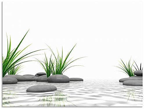 ARTland Wanddeko Wandbild Alu Verbundplatte für Innen & Outdoor Bild 60x45 cm Wellness Zen Stein Fotografie Weiß 3 D Steine T6CD