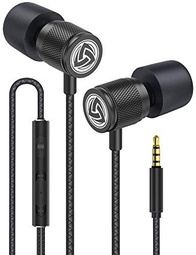 LUDOS Ultra Écouteurs Intra-Auriculares, Garantie 5 Ans Écouteur avec Microphone et Contrôle du Volume, Aigus et Graves Équilibrés, Nouvelle Mousse à Mémoire de Forme, Earphones pour Ordinateur