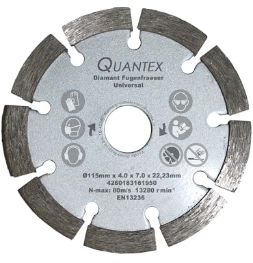 Diamant Frässcheibe Ø 115 mm Segmentstärke 4,0 mm, Fugenfräser für Mauerwerk und Putz