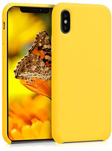 kwmobile Handyhülle für Apple iPhone X Hülle - Case Silikon - Kabelloses Laden - Schutzhülle Cover in Strahlend Gelb