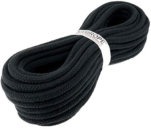 Kanirope® Baumwollseil COBRAID 6mm 50m Farbe Schwarz 16-fach geflochten