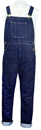 Mens Denim Jeans Dungarees Adults Bib and Brace Overall Heavy Duty Workwear Pant Dark Blue UK 32