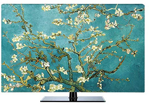 NAKAN Universal TV Dust Cover 22-80 Inch Polyester Fabric Smooth Screen Protector for LCD LED Plasma Television Art Printing Decor for Flat Curved TV(Color:TREE,Size:80in)