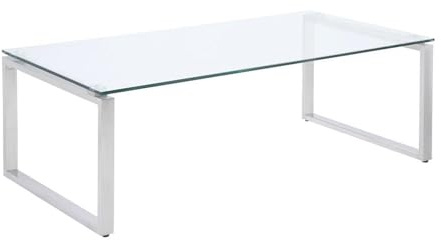 Vente-unique-Mesa de Centro Freya - Cristal Templado y Metal Cromado