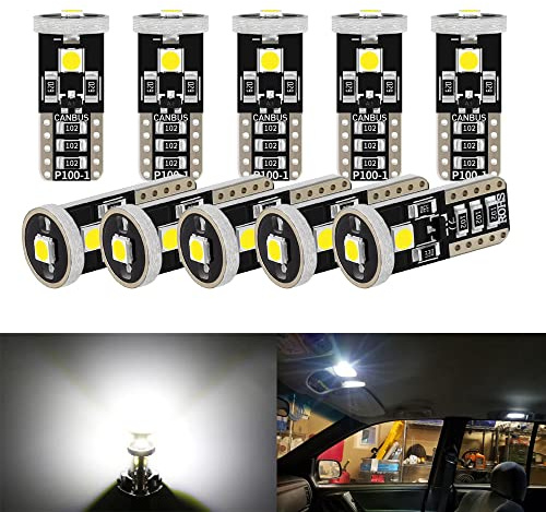 Lampadina T10 W5W LED Canbus 12V 6000K Bianco 168 2825 501 194 LED Lampada per Luci Targa Luce interna Auto Luce Posizione Laterale Moto (10 pezzi)