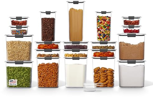 Rubbermaid Brilliance BPA-Free Airtight Food Storage Containers with Lids Set of 20 with Scoops Perfect for Kitchen and Pantry Organization