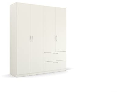 Rauch Möbel Quadra-Spin Pure, Kleiderschrank, Farbe Weiß, Breite 181 cm | Schrank im minimalistischen Stil, 4-türig, 2 Schubladen, für Schlafzimmer, Jugendzimmer, Garderobe, Flur