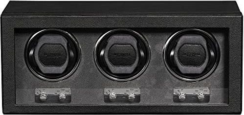 ROTHWELL Triple Watch Winder for Automatic Watches with Quiet Motor with Multiple Speeds and Rotation Settings (Black/Grey)