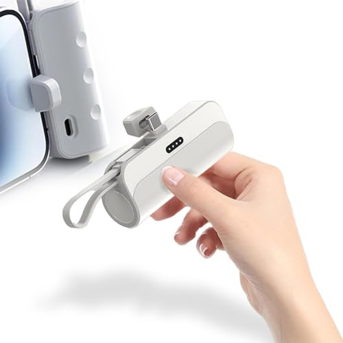 YUYTE Mini Cargador Portátil Power, Bank Multifunción Cable Incorporado para Interfaz IOS Tipo C 2 en 1 Mini USB C Power Bank para Batería de Emergencia (No Incluido)
