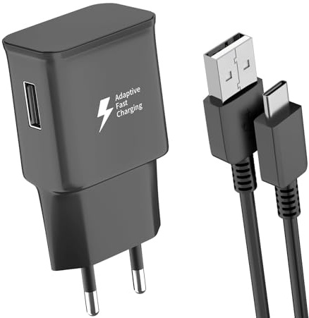 Newding Cargador Tipo C Carga Rapida Compatible con Samsung Galaxy A52s A52 A51 S10 S9 S8 Plus A71 A22 A12 A33 A13 M33, Adaptador de Corriente con Cable 1M, Carga Rápida Adaptable (AFC) 15W