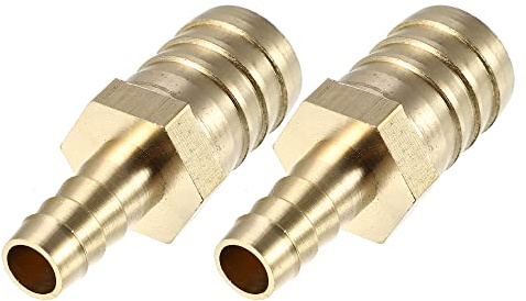 QUARKZMAN Conector De Manguera De Latón Dentado 2 Piezas Tono Dorado | Dorado, Recto Con Forma Dentada, 20X52.8Mm, 19Mm-10Mm, Para Aire Agua Combustible Aceite Gases Inertes, Sello Hermético