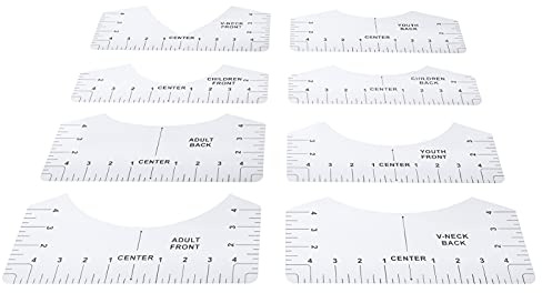 8-teiliges T-Shirt-Lineal für V,inyl-Ausrichtung und Sublimationsrohlinge, Basteln, Nähzubehör, Zubehör, Werkzeuge für -Heißpresse, HTV-Wärmetransfer-V,inyl (Rundhalslineal