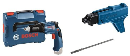 Bosch Professional 12V System Akku Trockenbauschrauber GTB 12V-11 (ohne Akkus & Ladegerät, Drehmoment hart/weich: 11/3 Nm) + GMA 55 Magazinaufsatz + Schnellbauschraube Grobgewinde, S-G, 3,9 x 25 mm