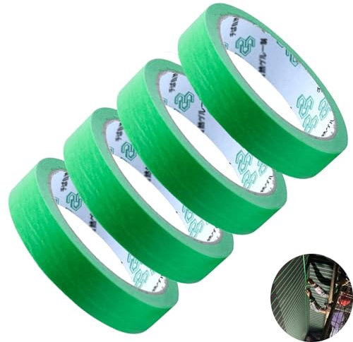 4 Rolls Green Writable Masking Tape - Low Tack, Professional Grade for Indoor Painting & Decorating
