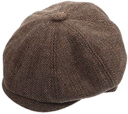 MISETA Achteckiger Damenhut, Winter, Herbst, warme Mütze, Outdoor, dekorative Mütze, stilvolle Baskenmütze, hellbraun, One size