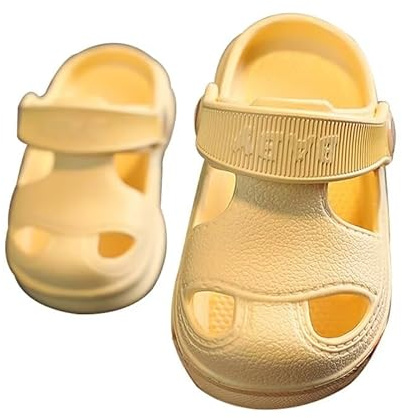 Zonkacen Little Kids Boys Girls Lovely Non Slip Wrap Toe Sport Sandals for Kindergarten Nursery School Learn Walk Play Games Bathroom Shower Yellow 6 Toddler
