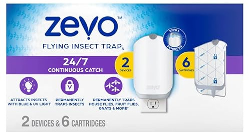 Zevo MAX Trappola per insetti e mosche per interni, trappola per insetti volanti per moscerini, casa e moscerini della frutta, da utilizzare in qualsiasi stanza, smaltimento senza disordine (2