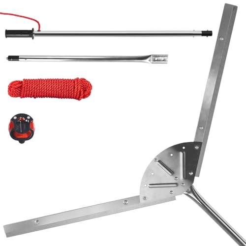 YIVIKPE Coupe-mauvaises herbes et râteau de bassin robuste de 94 cm | 3 angles de coupe réglables | Corde renforcée de 9,1 m | Lames tranchantes en acier inoxydable | Outil pour plantes aquatiques