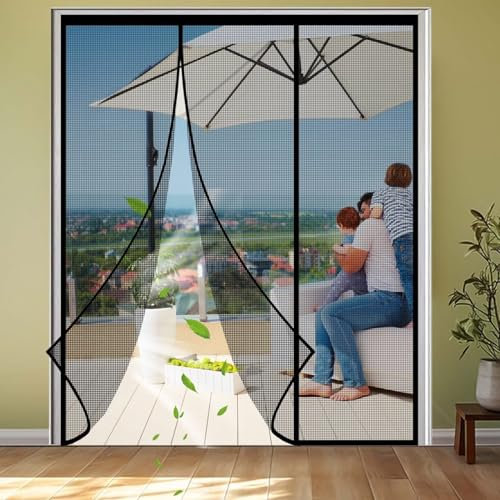 Fliegengitter Magnet auf Maß 195x255cm Customized Magnet Fliegengitter Tür Schwarz