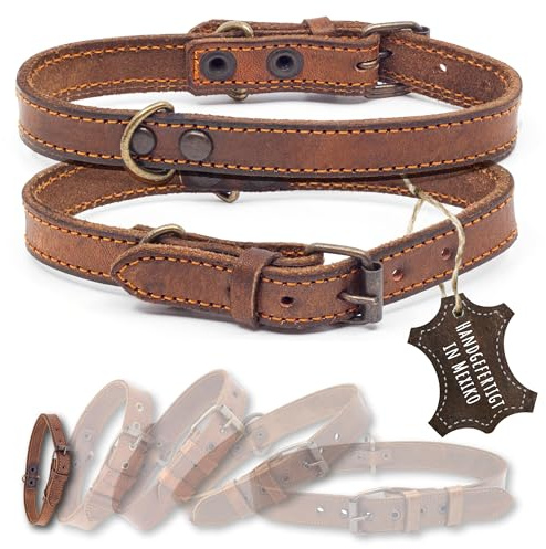 ALTEZAR läderhalsband hund – naturligt läder brun – högkvalitativt bearbetat hundhalsband – handgjort i Mexiko – storlek XS