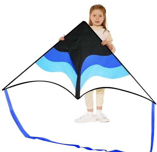 SYNCFUN Großer Delta Drachen Green Farbverlauf,Riesiger Drachen für Kinder und Erwachsene, Stranddrachen mit 328 Fuß Langer Schnur und Flugspielzeug für Outdoor