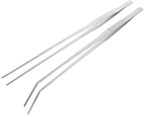 FIXOSHEE 2piezas Pinzas Para Acuarios y Terrarios De Metal Resistentes Puntas Rectas y Curvas Herramientas Largas Para Alimentación De Reptiles y Mantenimiento De Plantas Peceras