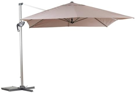 Hespéride - Parasol Déporté Rectangulaire Équador Taupe 5 x 3 m Anti-rouille Inclinable Rotation 360° Protection Soleil pour Jardin, Terrasse