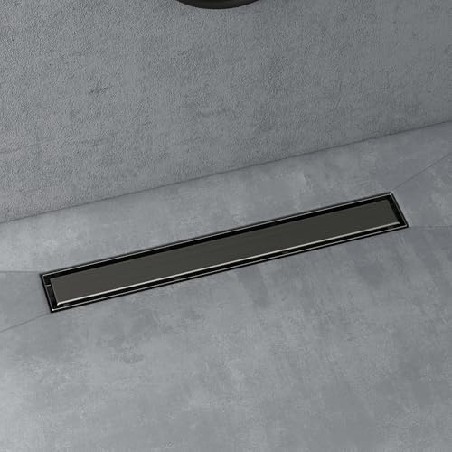 doporro Komplettset Duschrinne 60 cm aus Edelstahl, Bodenablauf in Chrom | Design Duschrinne Dusche Duschablauf mit Gruchstop und Haarsieb befliesbar Duschabfluss KE110