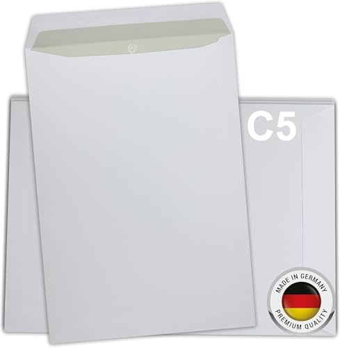 SPECHT 25-pack fraktpåsar C5 – kuvert A5 vit, utan fönster, självhäftande, 120 g/m² kraftpapper, kuvert och företagskuvert, perfekt för affärs- och privat post, tillverkad i Tyskland