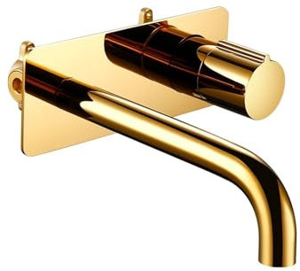 Grifo de baño montado en la pared, mezclador de lavabo cuadrado de latón macizo, grifos de fregadero de agua fría y caliente, regulan la presión del agua(Polished Chrome)