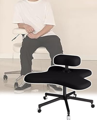Kniestuhl Aktive Bürostühle Ergonomischer Kniestuhl, Bürostuhl mit gekreuzten Beinen, bequemer Hock- und Kniestuhl mit Rollen, drehbarer Computerstuhl aus PU-Leder für das Schlafzimmer zu Ha