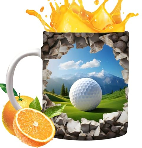 Tazza da golf in ceramica – Tazza da caffè in porcellana, lavabile in lavastoviglie, tazza da tè innovativa per cioccolata calda, tazza da caffè durevole, design creativo a tema golf, regalo unico per