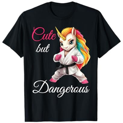 Niedliches aber gefährliches lustiges Karate-Einhorn-Taekwondo-Mädchen T-Shirt