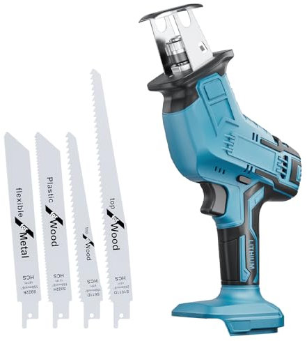 Cordless Reciprocating Saw for makita 18V (No Battery), Brushless Reciprocating Saw 3500SPM Stroke Speed with 4 Blades for Metal/Wood/PVC Cutting Tool
