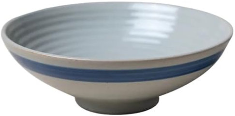 HUWOYG Ensaladeras Vajilla Creativa Vintage con Borde Azul, Suministros de Cocina for Restaurante, Comida, Ensalada, Fruta, Sopa, Plato Hondo, Cuenco roscado de 7 Pulgadas para Cereales, Ensalada