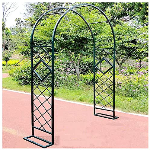 Arco de jardín galvanizado resistente, 180 x 230 cm de ancho y 200 x 230 cm de alto, enrejado de metal para plantas trepadoras, resistente a la intemperie, portal de jardín duradero para vides y rosas