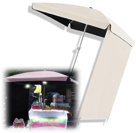 MACAGGTNTU Ombrellone da Mercato Regolabile Ombrellone da Giardino Quadrato, 160/200cm Ombrellone da Spiaggia con Tenda Parasole Ombrellone da Esterno per Gazebo(Beige,160cm/5ft)