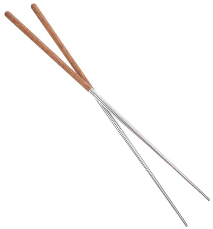 Zerodeko Bacchette Per Friggere e Pentola Calda in Acciaio 304 Manico in Legno Di , Extra Lunghe 40 Cm, Antiscottatura e Riutilizzabili Per Cottura e Hot Pot Domestico