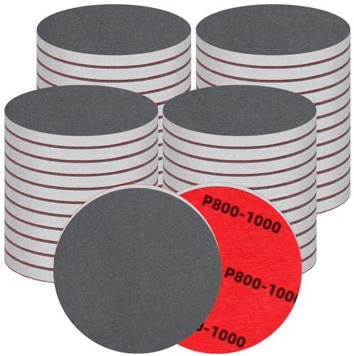 48 Stück Schleifpapier 75mm Schleifpads Klett 800-1000 Körnung Nass-Trocken-Schleifpapier, Schleifschwamm Grob bis Fein, Professional Schleifpads für Metall, Holz, Farbe, Autokarosseriereparatur