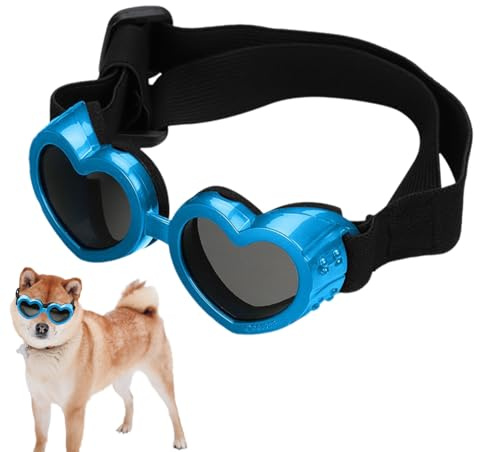 Husdjursglasögon – justerbara hundsolglasögon med UV-skydd | Hjärtformade valpar solglasögon, skyddsglasögon för husdjur, modehundglasögon, tillbehör för utomhusvandring för valpar
