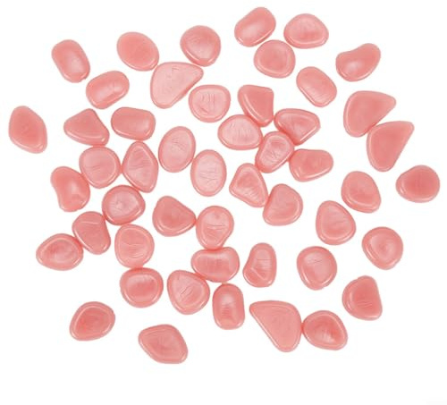 50 ciottoli fosforescenti per illuminazione di acquari e giardini, pietre in resina sicure per cortile, patio, acquario, aiuole e bordi della piscina (rosa)