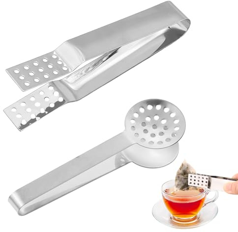 2PCS Stainless Steel Tea Bag Squeezer,Tea Bag Squeezer Tongs,Non-Slip Ergonomic Teabag Squeezer Tool for Mess-Free Brewing for Lemon Squeezer Kitchen Bar Cooking Tools Hot Tea Bags
