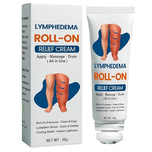 Crema Roll-On per Drenaggio Linfatico e Sollievo dal Gonfiore, Rullo per Gambe alle Erbe per la Circolazione, Massaggio Curativo, Sollievo da Edema per Gambe e Piedi, Assorbimento Rapido (1Pezzo)