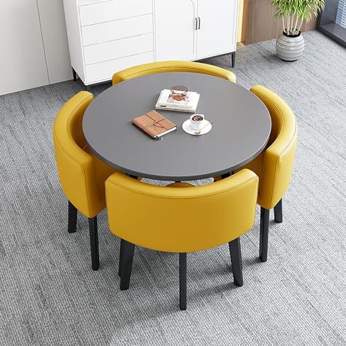 Rundes Esstisch-Set mit 4 Stühlen, 80 cm großer Besprechungstisch für Empfang, Esszimmer, Café, kleine Räume – stilvolle Möbelkombination für moderne Häuser