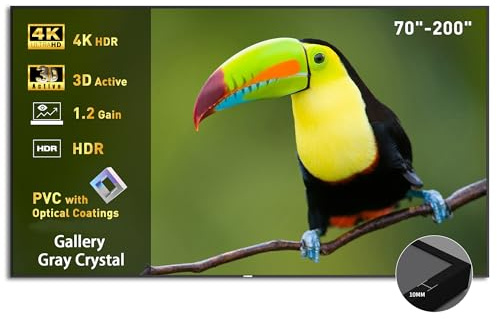 WUPRO Gallery Pantalla de Proyección Gray Crystal con Marco Fijo 16:9, 4K Ultra HD y 3D Mejorado, Montaje en Pared, Compatible con Proyectores ST/LT (No UST), para Luz Tenue, 120 Pulgadas