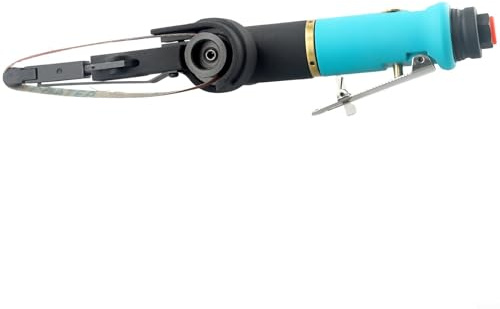 Ponceuse à bande pneumatique pour ponçage et meulage pneumatiques - 16500 tr/min, entrée d'air 6,35 mm, longueur de courroie de 330 mm, poignée rotative à 360°, tête de roulement, rouille
