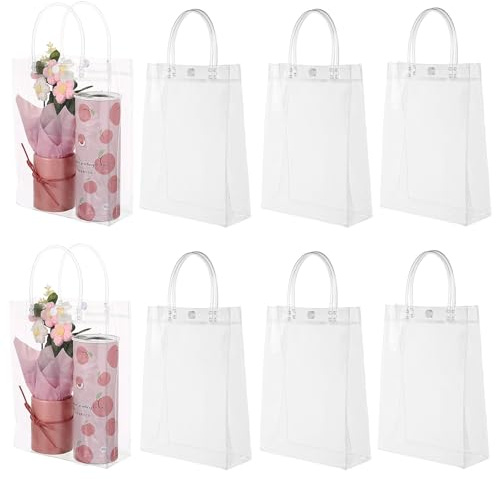 HINTRMENT Geschenktüten Geräumiges Durchsichtige mit Wiederverwendbare 8 Vertikal Griffen aus Pvc Inneres Rechteckige Form für Partys und Geburtstage